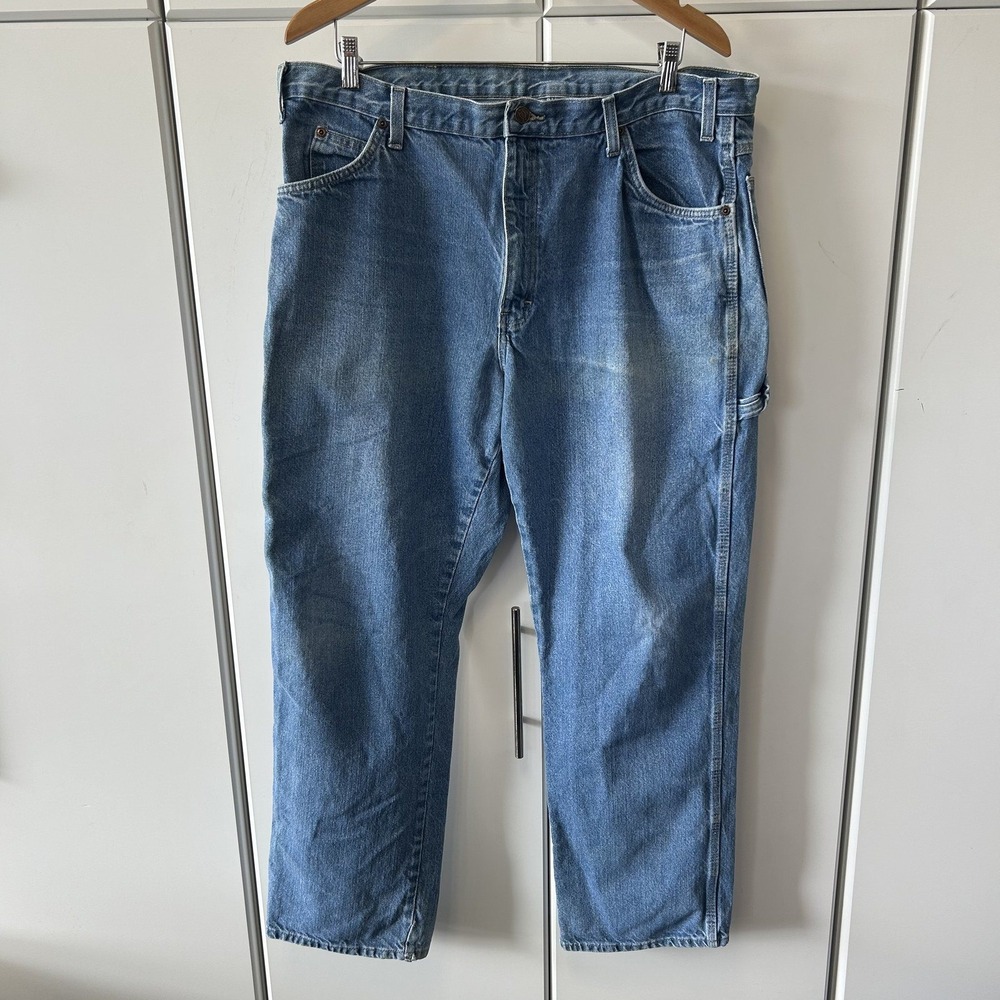 Dickies Mens 38x32 Relaxed Fit Carpenter Jeans Blue Denim Workwear 1993SNB
